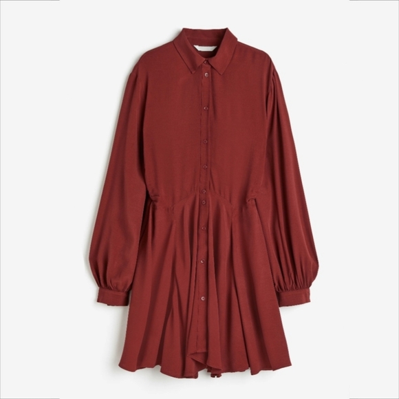 H&M Dresses & Skirts - H&M Crepe Shirt Dress In Brick Red